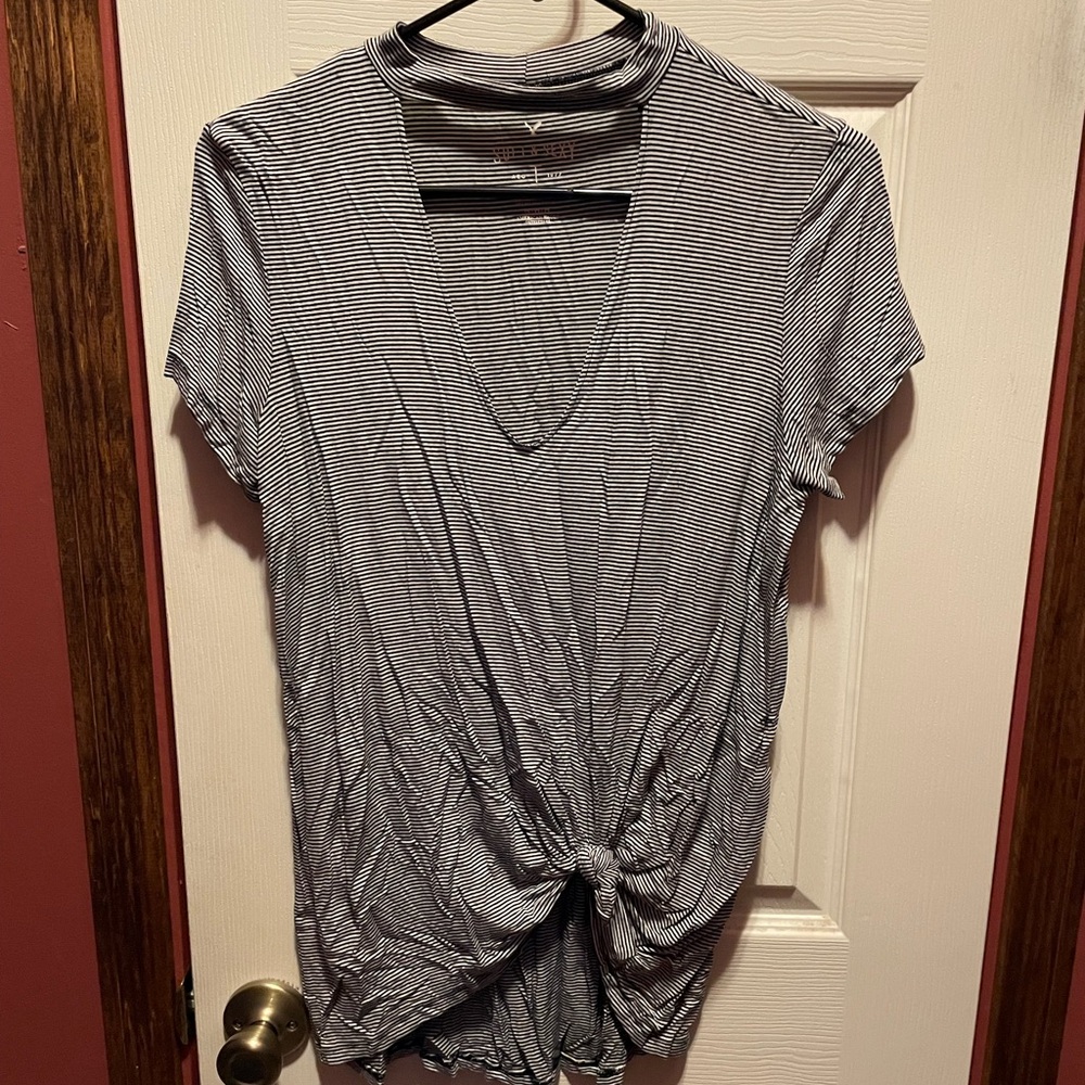 Striped Knot Front T-Shirt